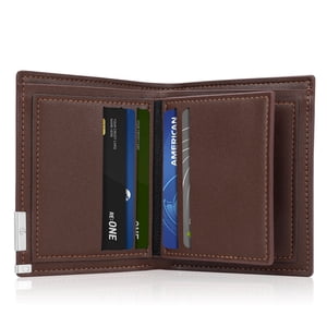 Cshidworld Men's Full Grain Leather Bifold Wallet with RFID Blocking, Brown
