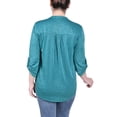 thumbnail image 3 of Petite 3/4 Sleeve Roll Tab Y Neck Top, 3 of 3