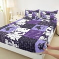 thumbnail image 3 of Manfei Bohemian Tribal Aztec Bed Sheets, Purple Patchwork King Sheets, Cowgirl Cowboy Sheet Set, Luxury Bedroom Decor, 4 Pieces, 3 of 7