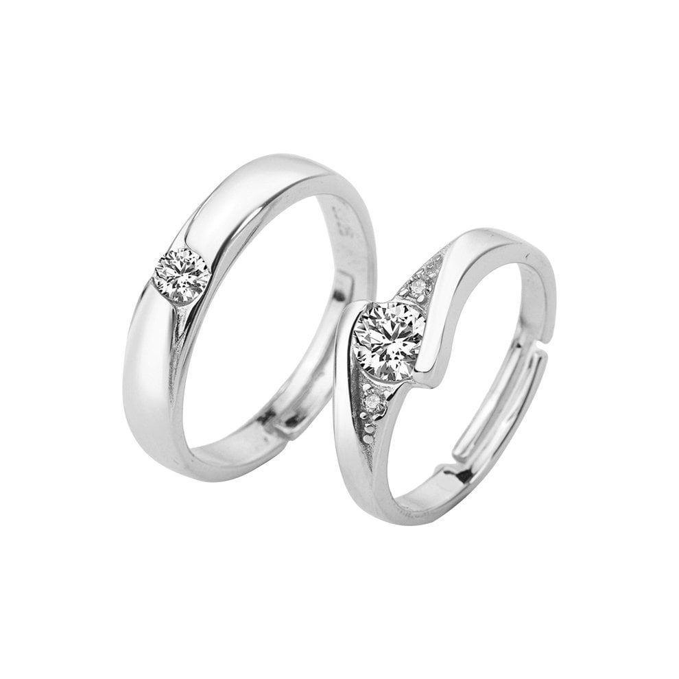 Somya Creation Adjustable Couple Ring for lovers in silver stylish king  Queen design Alloy Sterling Silver Plated Ring Set
