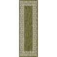 thumbnail image 3 of Unique Loom Outdoor Border Collection Area Rug - Floral Border (2' x 6' 1" Runner Green/Ivory), 3 of 7