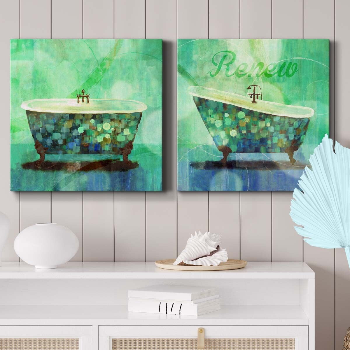 Simple Nature I - Premium Gallery Wrapped Canvas - Ready to Hang Set of 2 - 40 x 40 Each