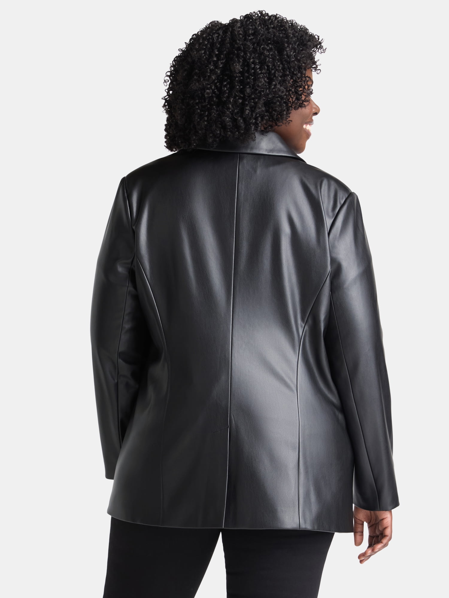 Terra & Sky Women's Plus Faux Leather Blazer, Sizes 0X-5X