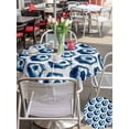 thumbnail image 5 of Outdoor Tablecloth with Umbrella Hole for Patio/Picnic/Party/Camping, Blue Football Waterproof Table Cloth Round Cover Washable, Vintage Soccer Geometric Watercolor (Dia 54"), 5 of 9