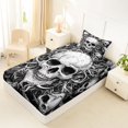 thumbnail image 4 of Castle Fairy Dark Gothic Skull Twin Sheets 3pcs,Happy Halloween Bedding,White Black,1 Fitted Sheet,1 Flat Sheet and 1 Pillowcase, 4 of 6