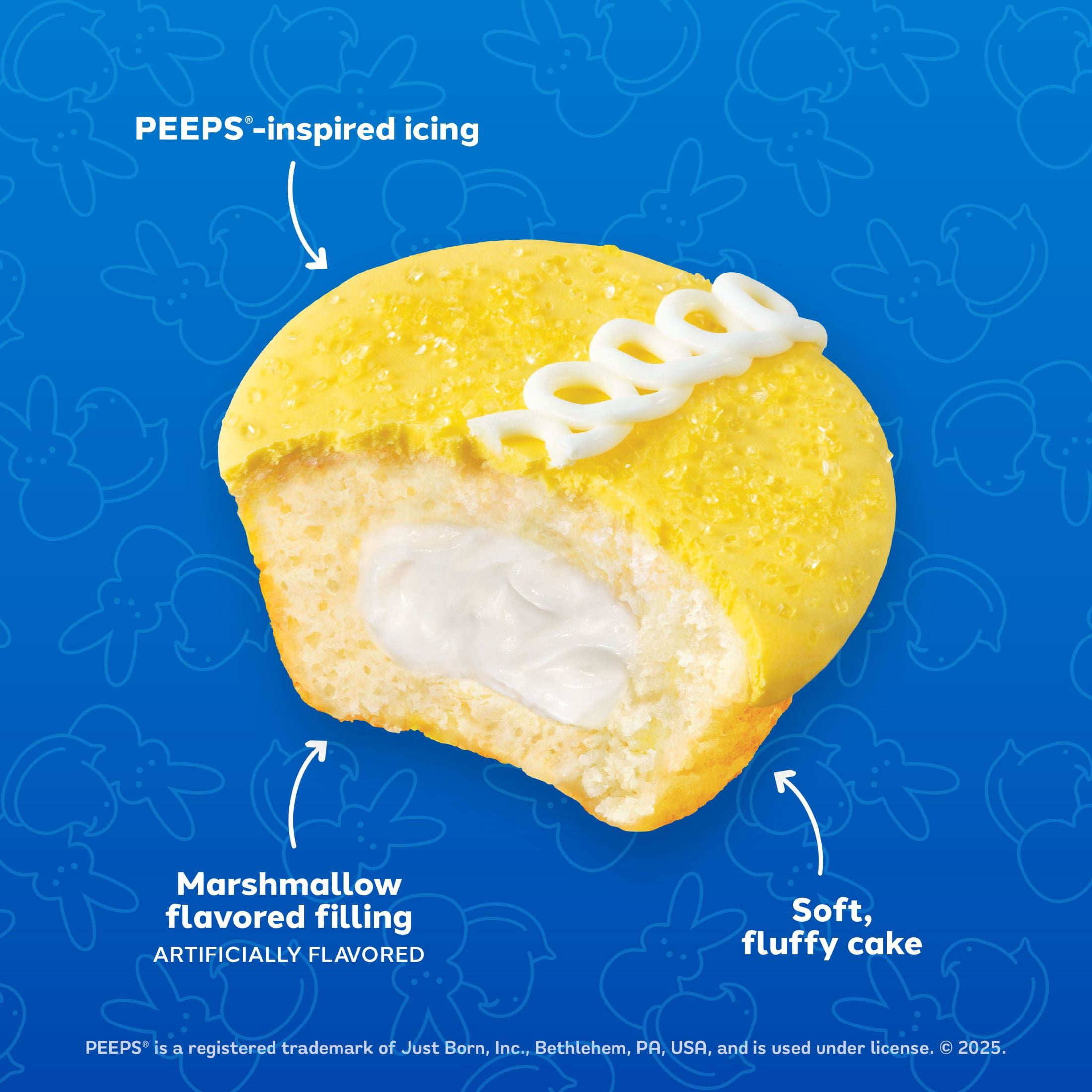 (3 pack) Hostess PEEPS Cupcakes, Frosted Golden Snack Cakes with Marshmallow Artificially Flavored Filling, 11.74 oz Box (8 Pouches)