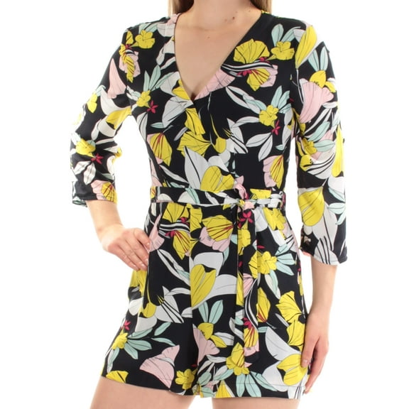 MAISON JULES $80 Womens New 1543 Navy Floral V Neck Romper M B B
