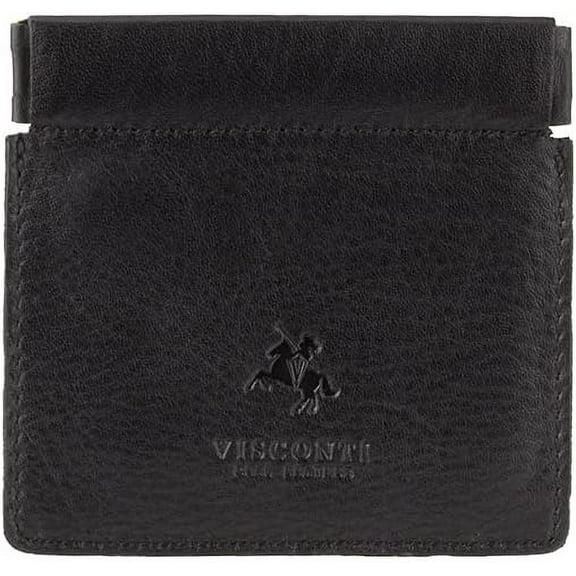 Visconti CP7 Mens Small Leather Coin Purse Pouch Change Wallet or Key Holder (Black)