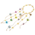 thumbnail image 1 of KAKOWELY Diadema con borlas de margaritas, diadema de flores, corona floral, tocado bohemio de flores de mariposa, 1 of 4