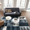 thumbnail image 4 of Area Rugs Indoor Non-Slip Rectangle Rug 2x3 Ft Bear Moose Blue Retro Forest Wild Animal Buffalo Plaid Patchwork Rug Rubber Backing Floor Mats Non Shedding Home Decor Carpet for Entryway Living Room, 4 of 8