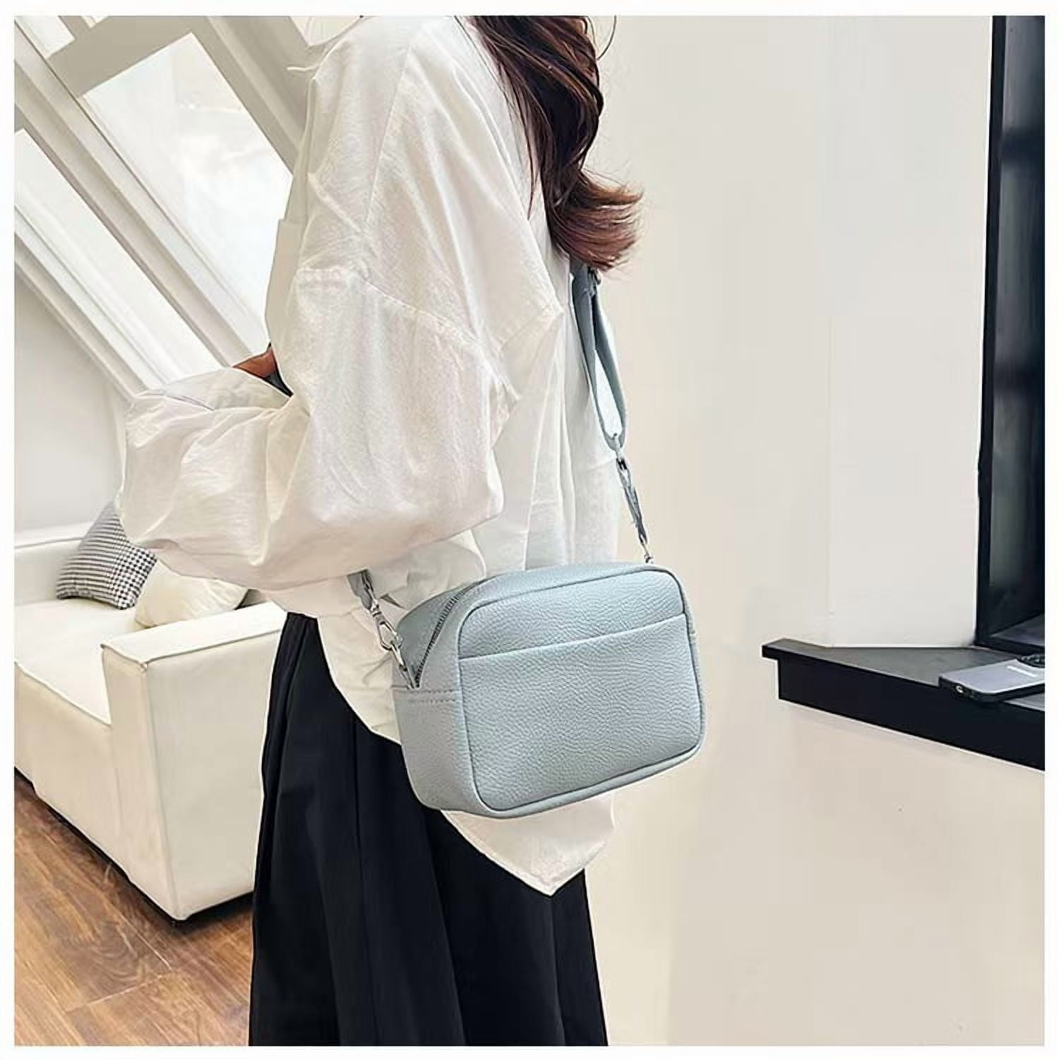 Classic Crossbody Bags for Women Stylish Designer Wide Purse Strap Shoulder Camera Bag Synthetic Leather Daily Use Bag