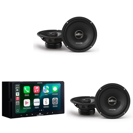 Alpine iLX-W770 Digital Multimedia Receiver with Wireless CarPlay and Android Auto Compatibility w/  (2) DM-65-G 6.5 " Coaxial Bundle