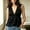 #0276-Black, variant on Womens Blouse Sleeveless V Neck Double Layer Ruffle Hem Cinched Waist Shirt Elegant French Style for Summer