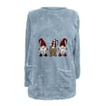 thumbnail image 4 of asdoklhq Christmas Long Sweaters for Women Christmas Round- Neck and Winter Loose Solid Pocket Warm Long Sleeve Blouse Blue L, 4 of 5