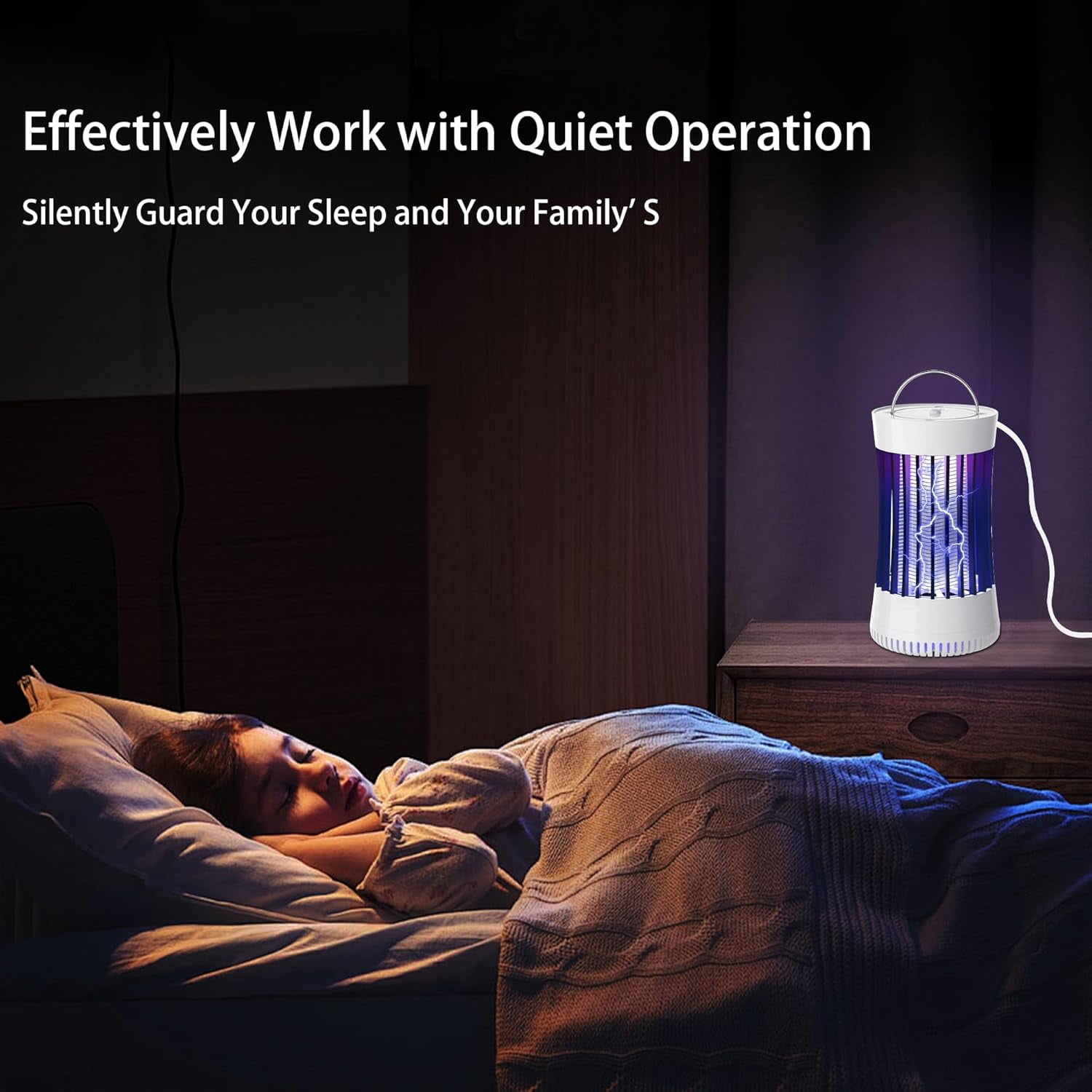 Indoor Electric Bug Zapper with Fan, Chargeable 1500V High Voltage Mosquitoes Killer with Hanger, Small Fly Insects Lamp Trap Catching Moth Gnat Fruit Flies