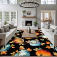 thumbnail image 3 of 6'x9' Area Rugs, Orange Blue Pumpkins Fall Indoor Outdoor Area Rug for Living Room Bedroom, Thanksgiving Botanical Black Washable Bathroom Rugs Kitchen Floor Carpet Mats Home Decor Aesthetic, 3 of 8