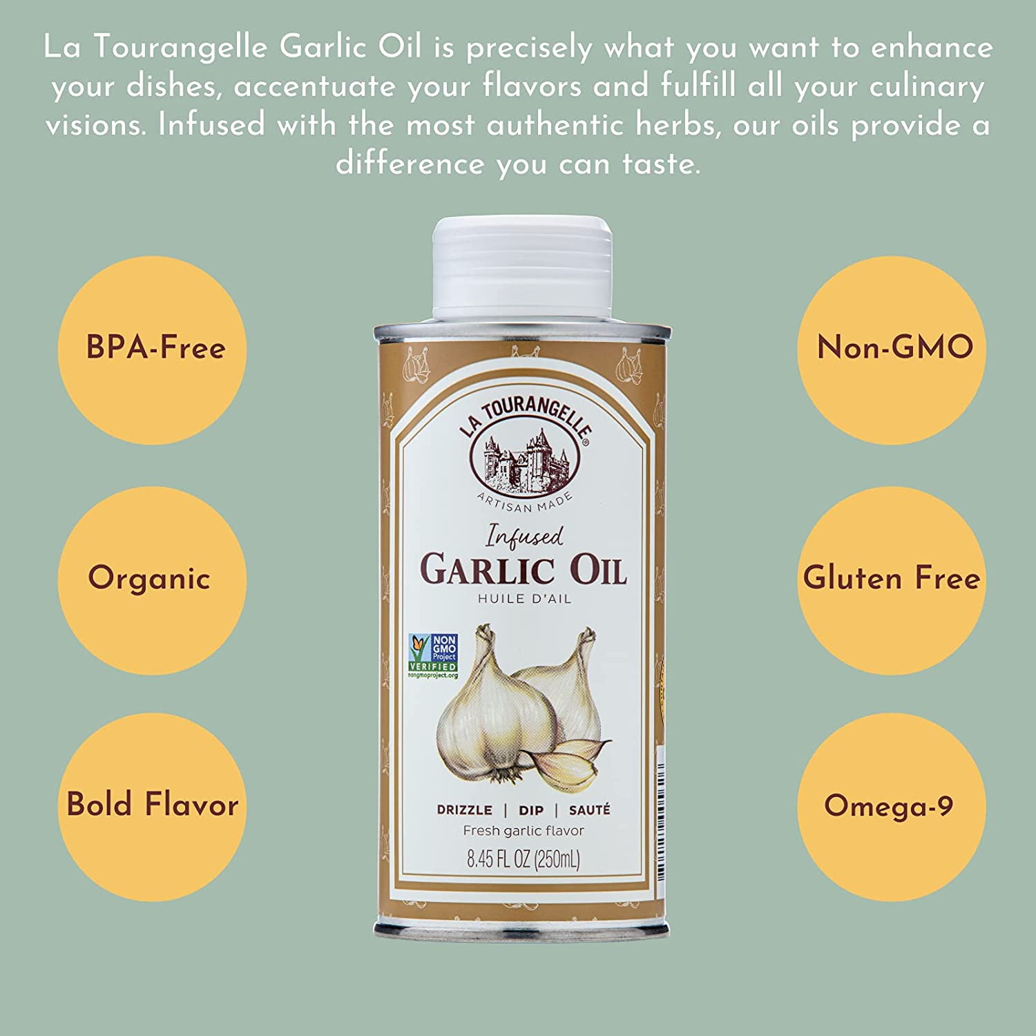 La Tourangelle Infused Garlic Oil, 8.45 Fl Oz (250 Ml) : Target