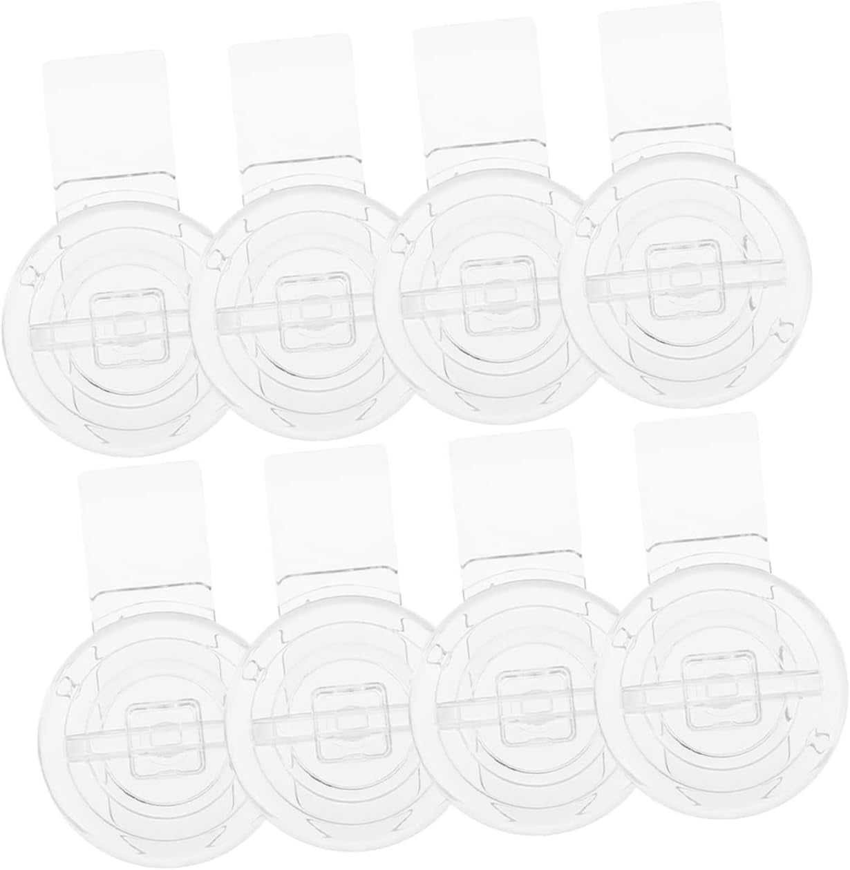 8pcs Transparent Hinge Buckle Plastic Hinges Stainless Steel Trim Mini