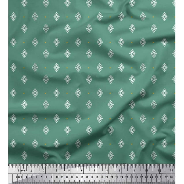 Soimoi Georgette Viscose Fabric Dot & Geometric Ethnic Print Fabric by Yard 42 Inch Wide