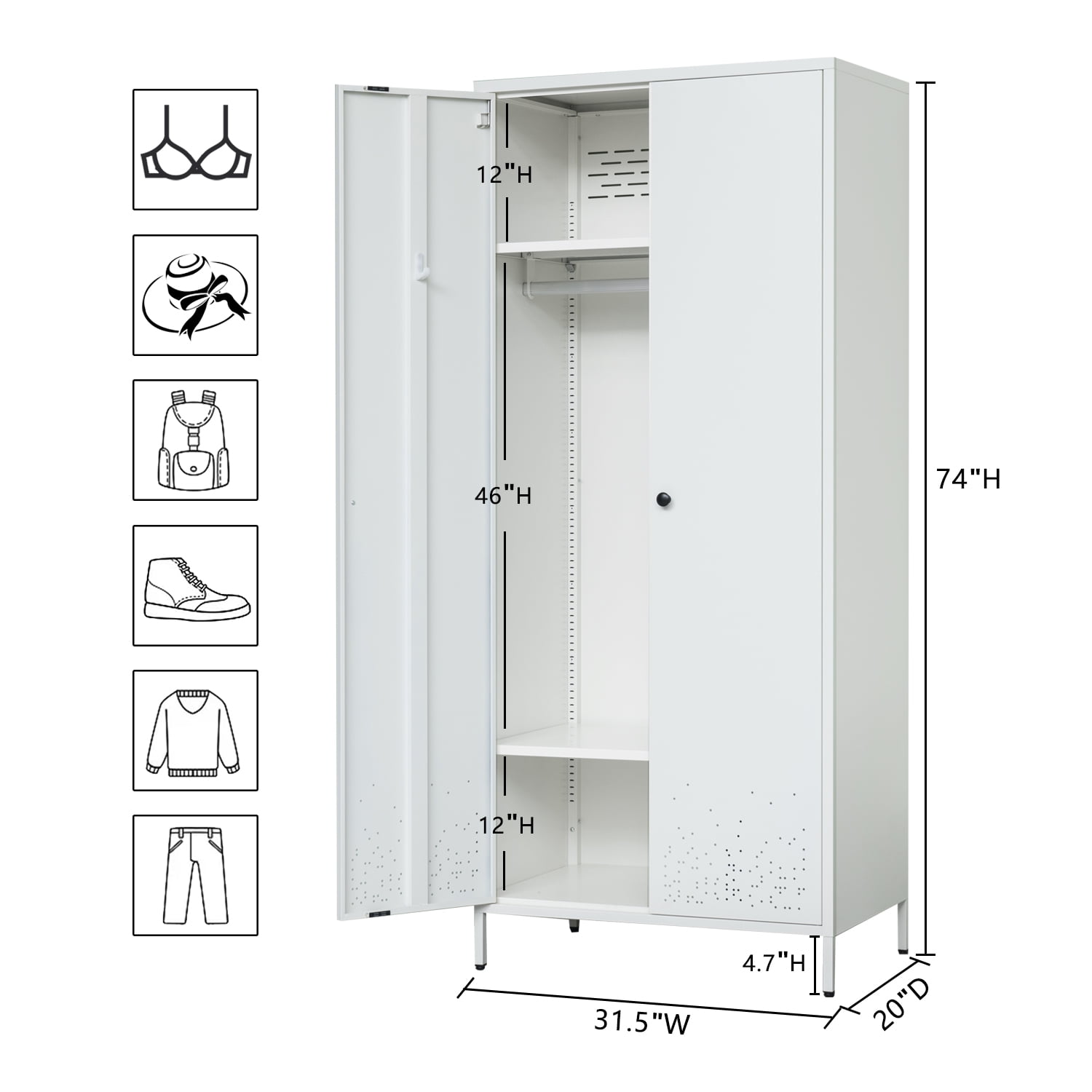 Metal Wardrobe Cabinet, Armoire Wardrobe Closet with Hanging Rod and Doors, Metal  Wardrobe Closet with Adjustable Shelves for Bedroom, Laundry Room – Built  to Order, Made in USA, Custom Furniture – Free Delivery