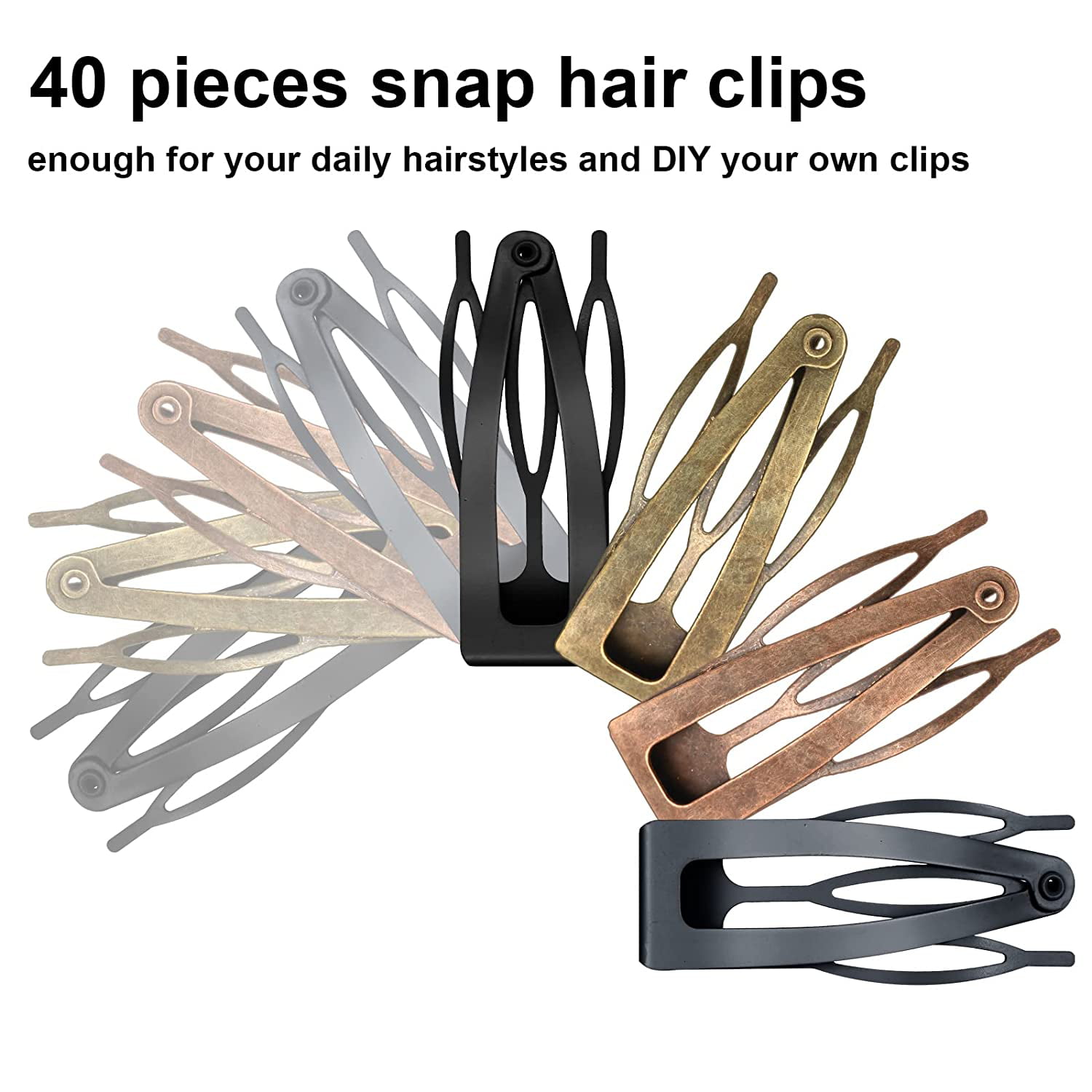 40 Pieces Snap Hair Clips Grip Hair Clips Metal Hair Barrettes for Women  Snap Clips Double Hair Clip Pins Women Hair Accessories for Girls Hair  Making