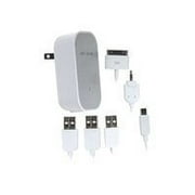 Belkin Dual USB Wall Charger - Power adapter - 2 output connectors (2 x USB) - on cable: 30-pin Apple, mini-USB, mini-jack - white