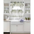 thumbnail image 3 of Sage Green Eucalyptus Leaves Swag Kitchen Curtains Sets for Windows 24 Inch Length, Spring Botanical Floral Short Window Curtain Panels Swags Valances and Tiers 3 Piece Set for Cafe/Dining Room, 3 of 5