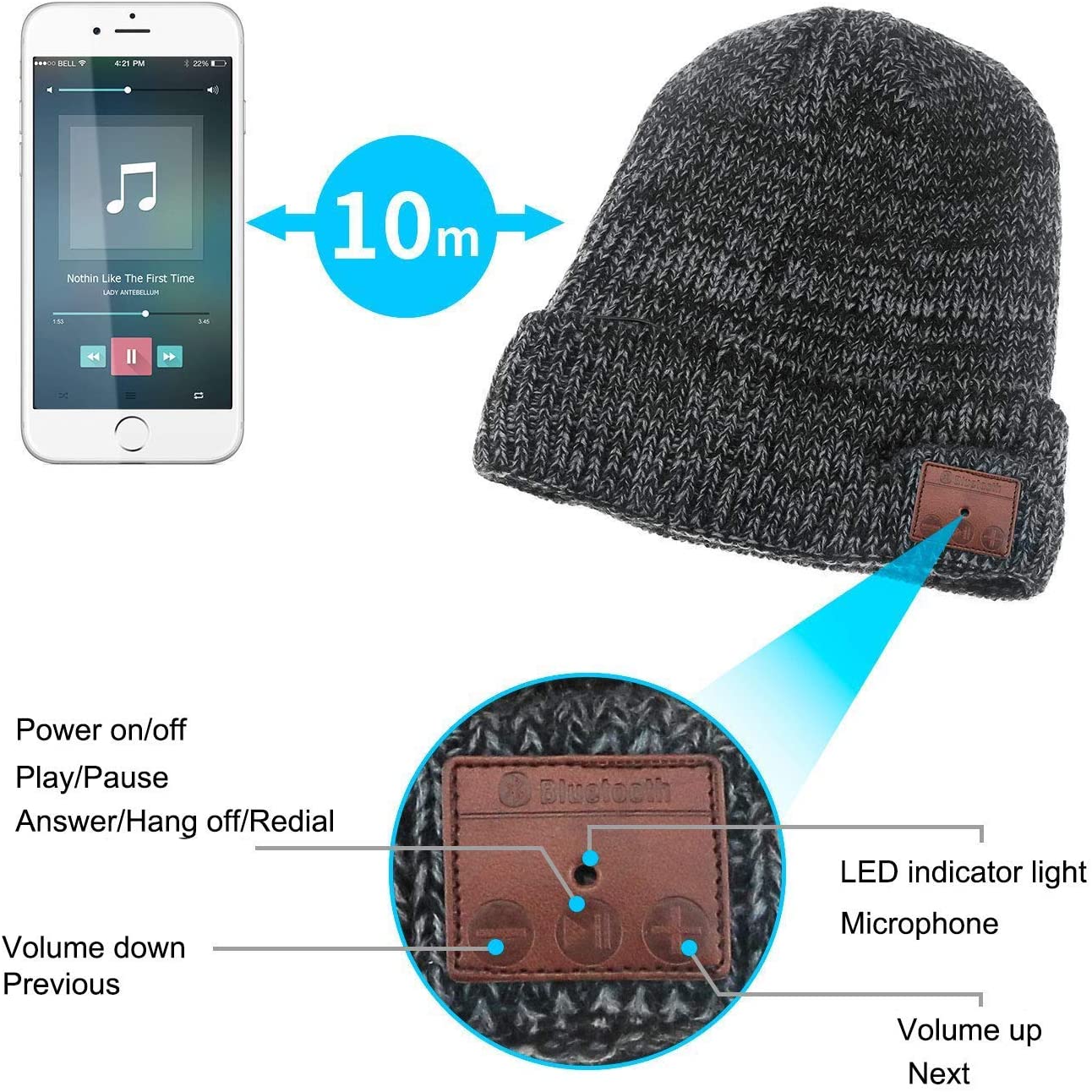 hanging down part of a winter cap