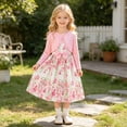 thumbnail image 2 of CUZIBR Kids Seasonal Dress Girls With Solid Color Jacket Floral Pattern Sleeveless Long Sleeve Dress Outfit Sets Fall Clothes Sets,Red,9-10 Years, 2 of 9