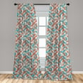thumbnail image 5 of Ambesonne Retro Curtains, Abstract Mosaic Floral, Pair of 28"x63", Grey Turquoise Red, 5 of 5