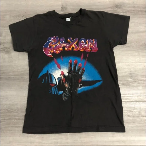 VINTAGE Vintage 1983 Saxon Power and the Glory unisex T-shirt, size S-5XL