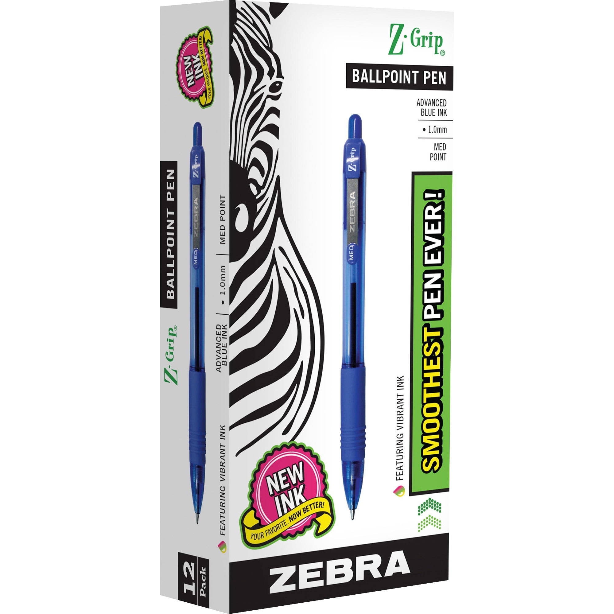 40 x Zebra Z-GRIP Retractable Ballpoint Pens Blue Ink 