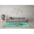 thumbnail image 3 of Ahgly Company Machine Washable Indoor Round Animal Turquoise Blue Traditional Area Rugs, 6' Round, 3 of 4