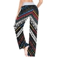 thumbnail image 5 of Women's Ethnic Zigzag Chevron Pattern Pajama Pants, Casual Pajama Bottoms Lounge Pants Wide Leg, 5 of 7