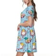 thumbnail image 2 of Goofa Gnome Pool Party Pattern Women Summer Short Sleeve Midi Dress with Pockets Casual Aline Flowy Tshirt Dress Vocation Beach Sundress, 2 of 6