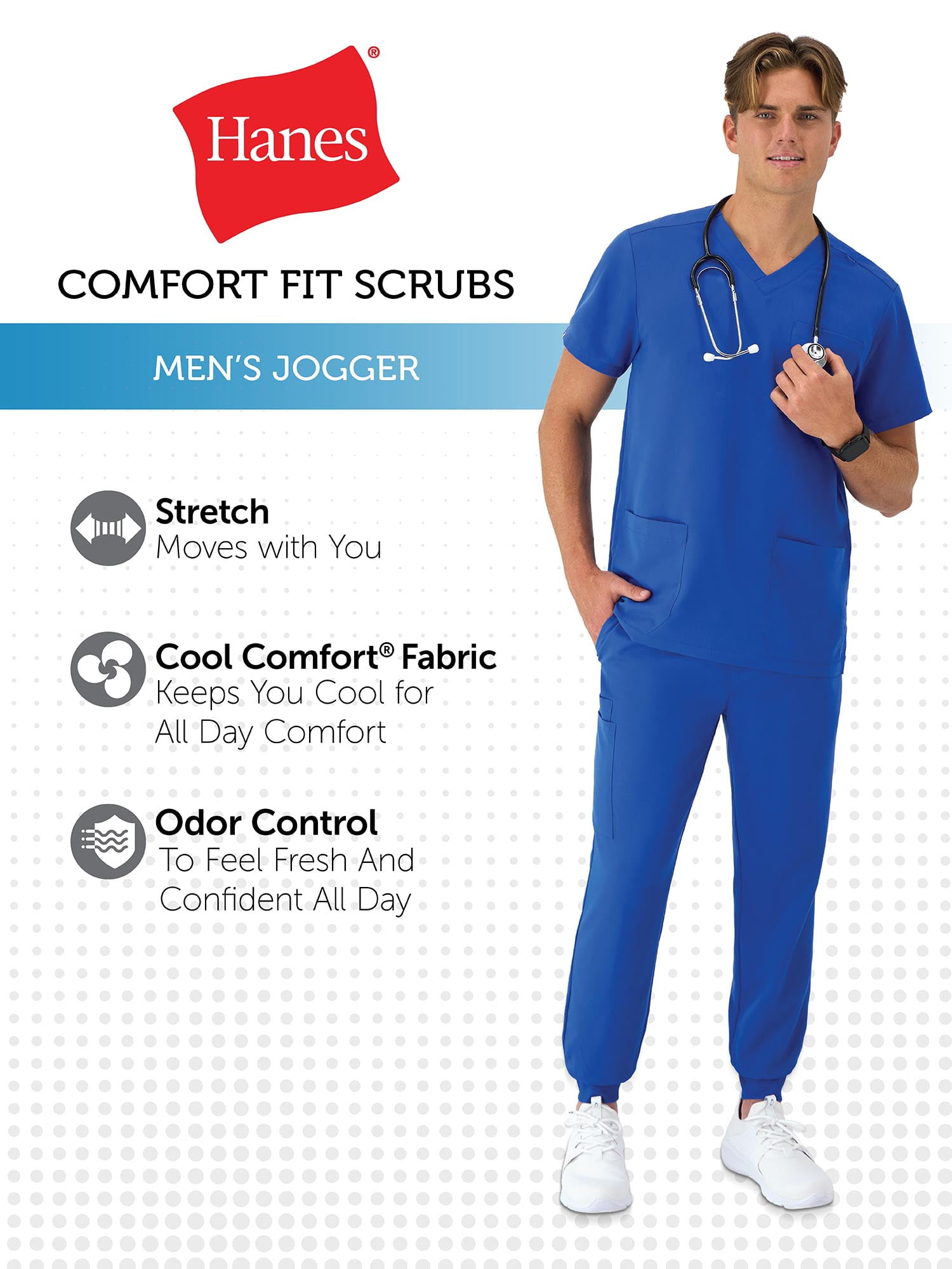 Hanes Mens Hanes Men's Scrubs Drawstring Jogger Scrub Pants, Comfort Fit, Sizes S-3XL