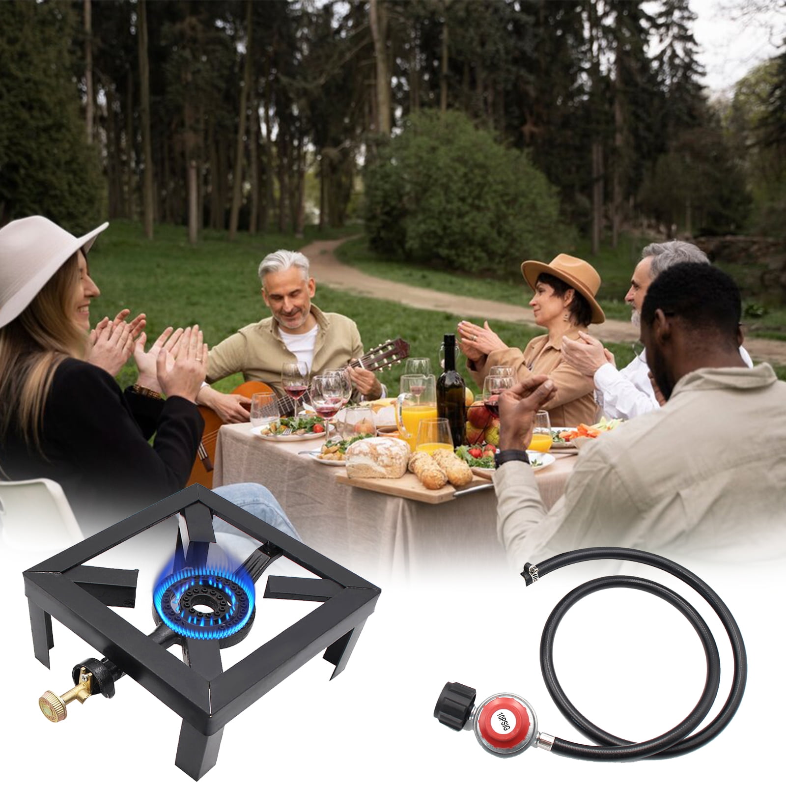 TOMSHOO High Pressure Burner Propane Camping Stove - Outdoor Cooking with Heat Shield and Guard