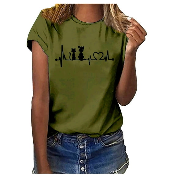 OKBOP Crop Long Sleeve Tops for Women,Girls Plus Size Print Tees Shirts Short Sleeve T Shirt Short Sleeve Blouses for Women Cowgirl Shirt