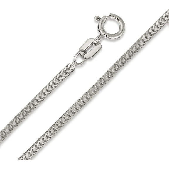 14K White Gold 0.8mm Foxtail Pendant Chain, FREE Microfiber Cloth, Square Box Link Mens Womens Necklace, Giorgio Bergamo 16