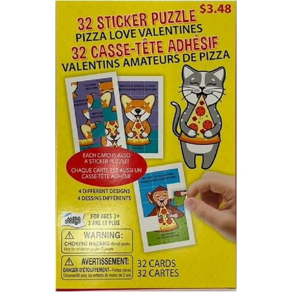 Mello Smello 32CT Sticker Puzzle Pizza Love Valentines Kiddie Cards