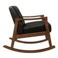 thumbnail image 2 of Dark Brown Faux Leather Rocking Chair Solid Wood Frame Contemporary Design Armrest Modern, 2 of 4