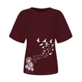 thumbnail image 4 of Women's Short Sleeve T-shirt Women'S Spring Round Neck Dandelion Printed Loose Casual Short Sleeved T Shirt,Red Women's Short sleeve T-shirt XXXL, 4 of 5