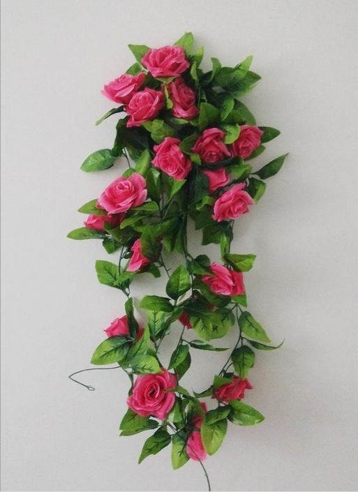 Leaves Wedding Party Silk Flowers Hanging Garland Artificial Rose Ivy Vine