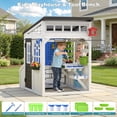 thumbnail image 3 of COCLUB Storage Shed Outdoor Wooden Playhouse with Workbench/ Pegboard& Ball Track, Kids Todder Ages 3+, 3 of 8