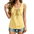 thumbnail image 2 of Ruimatai Womens Casual Sleeveless Tank Tops V Neck Drawstring Ruched Shirts Loose Fit Curved Hem Summer Blouses, 2 of 6