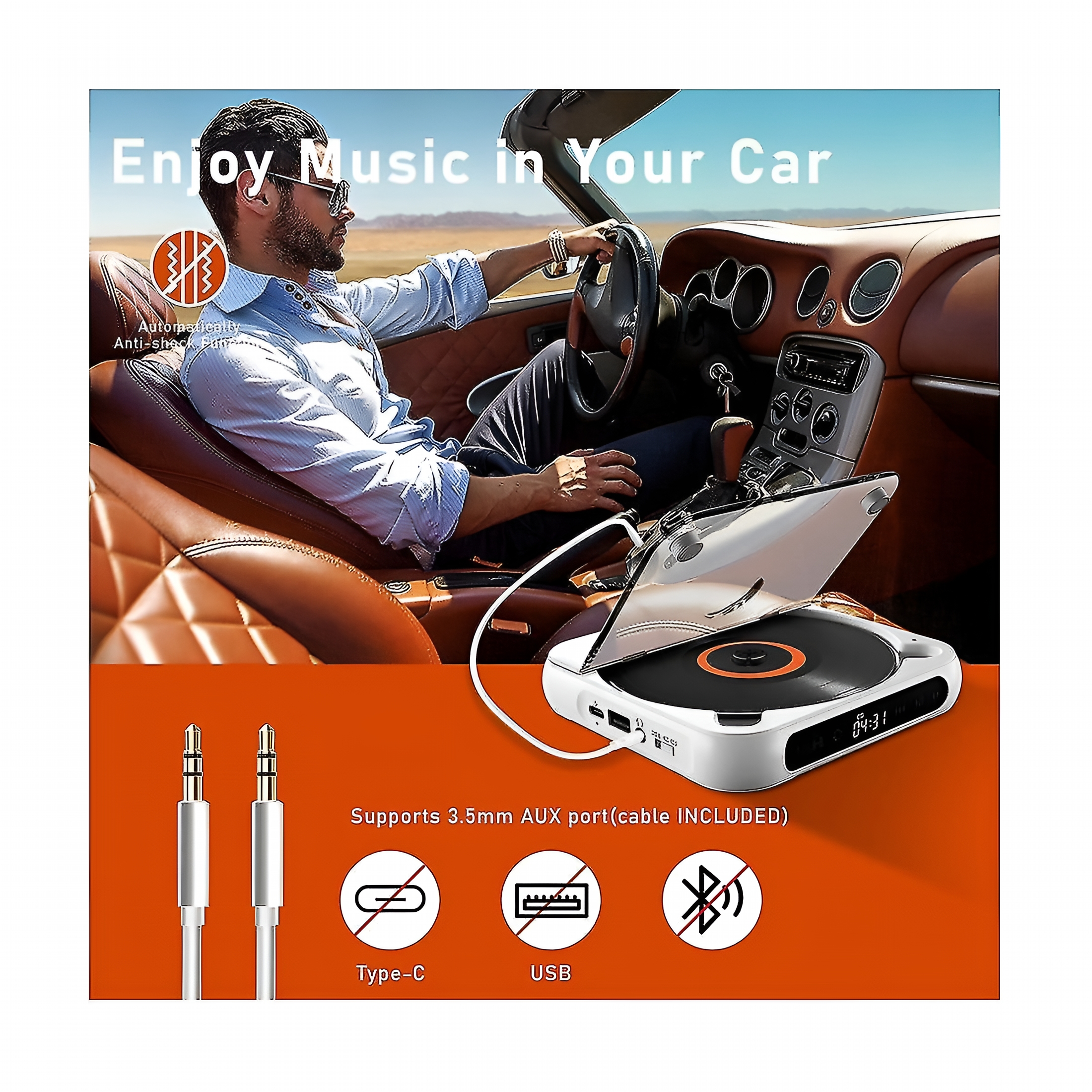 GJX 2026 New Portable Cd Player Bluetooth Speaker,Led Screen,Stereo Player,Wall Mountable Cd Music Player for Home Listening,Music Rooms,Wall-Mounted Audio,Personal Entertainment.