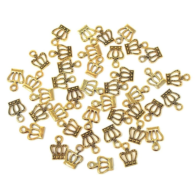 Small Royal Crowns Metal Charms, Gold, 5/8-Inch, 35-Count