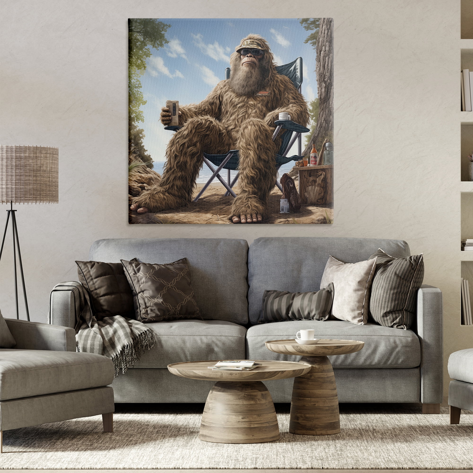 Stupell Industries Mythical Monster on Beach Fairy Tales & Fantasy Painting Gallery Wrapped Canvas Art Print Wall Art, 36 x 36