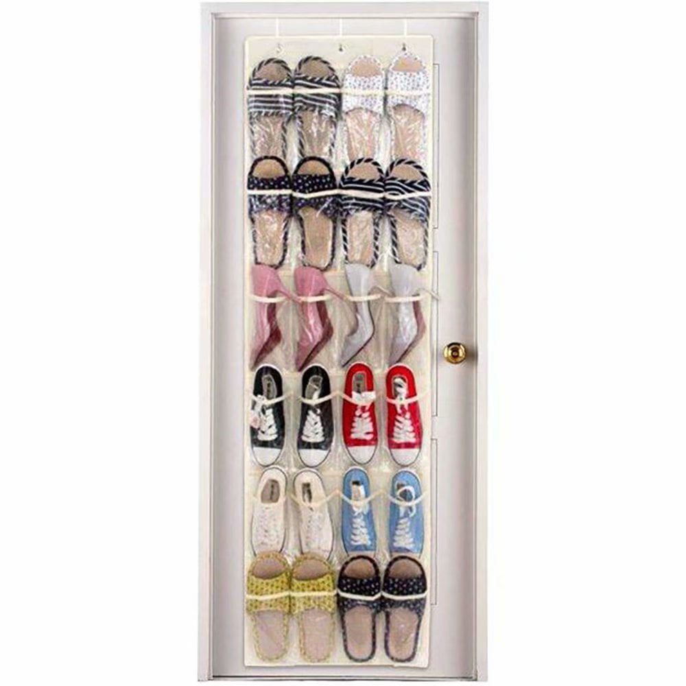 2Pc B15 Mainstays Nonwoven 24 Pocket Over-The-Door Shoe Organizer Soft Silver 