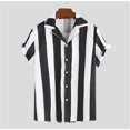thumbnail image 3 of Camisas Para Hombre Manga Larga Camisas a rayas para hombre Camisas informales de manga corta con botones (Black, XL), 3 of 5